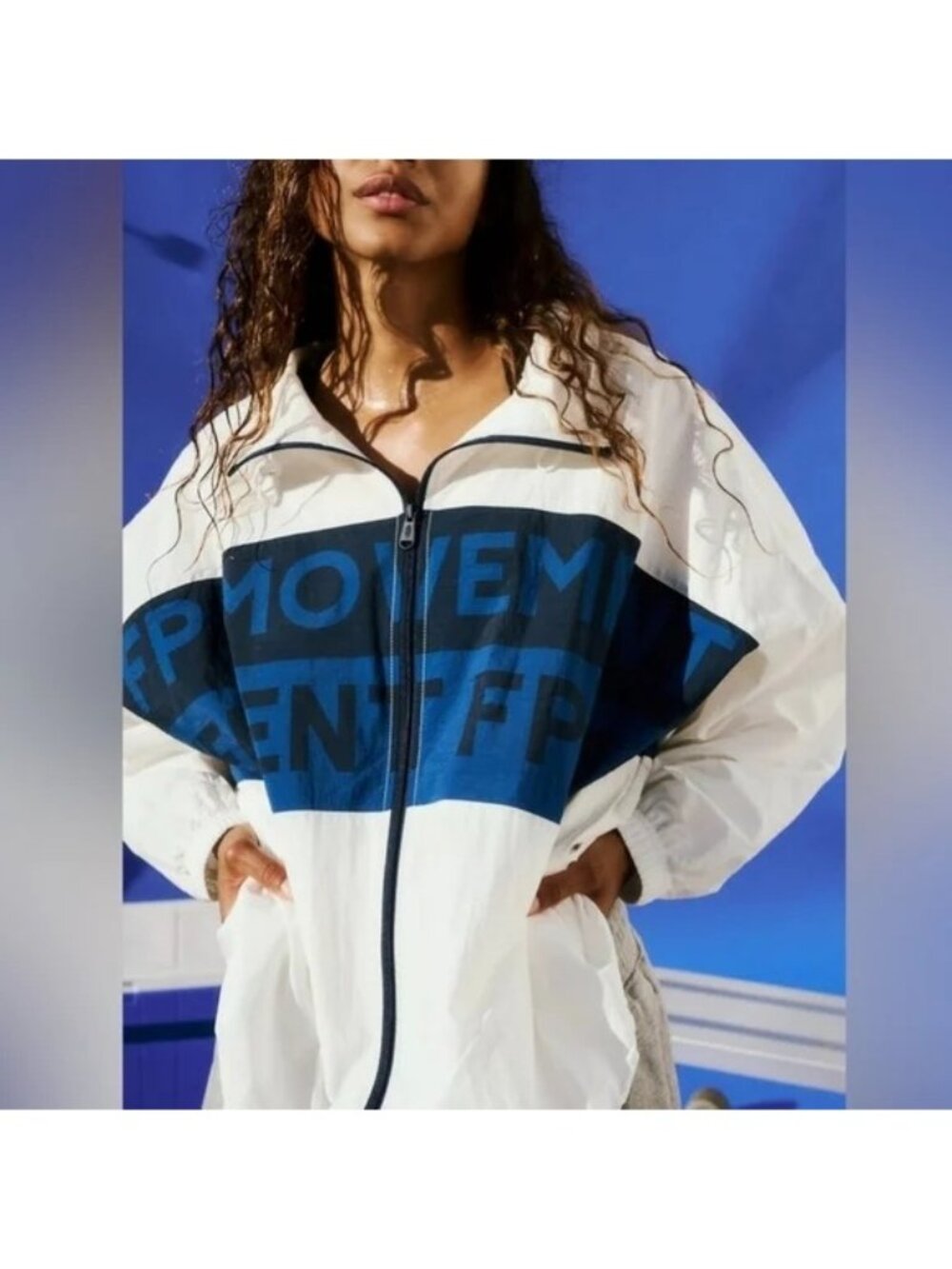 Free People Perfect Ten Windbreaker Jacket Womens M Athleisure Athletic 90s